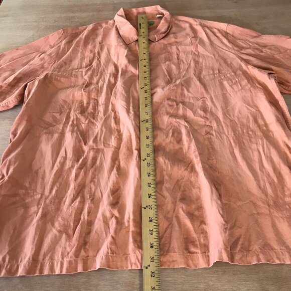 Caribbean Pineapple Shirt Men XXL Salmon Pink Floral Button Up Silk Cotton 17178 - Picture 5 of 12
